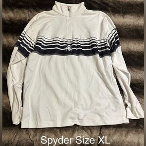 Spyder White and Black Half-Zip Top